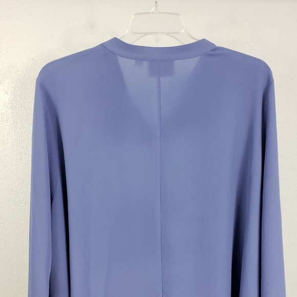 Linea by Louis Dell Olio Sky Blue Button Down Pockets Tunic Top Shirt Blouse - Picture 7 of 11